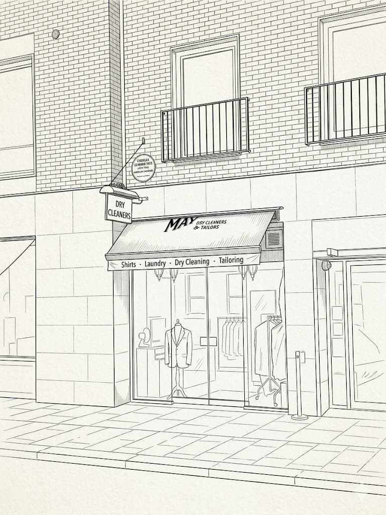 Mayfair Dry Cleaners & Tailors shopfront on Half Moon Street